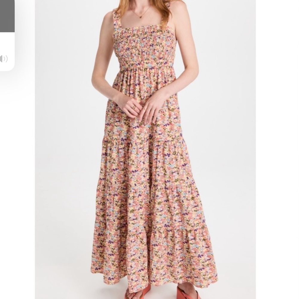 Scotch & Soda Maxi Seersucker Floral Dress Includes Necklace NWT